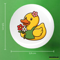 Button Quietscheente Floristin Gummiente Gärtnerin