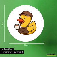 Aufkleber Quietscheente Barista Gummiente Barkeeper 10cm rund