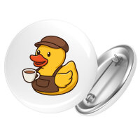 Button Quietscheente Barista Gummiente Barkeeper rund