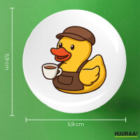 Button Quietscheente Barista Gummiente Barkeeper rund