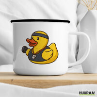 Emaille Tasse Quietscheente Fitness-Trainer Gummiente Coach 300ml Vintage Emaille Becher