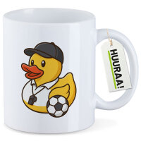 Kaffeetasse Quietscheente Fussball-Trainer Gummiente...