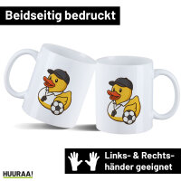 Kaffeetasse Quietscheente Fussball-Trainer Gummiente...