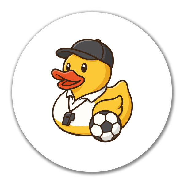 Aufkleber Quietscheente Fussball-Trainer Gummiente Coach 10cm