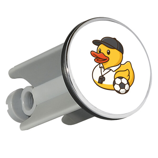 Waschbeckenstöpsel Quietscheente Fussball-Trainer Gummiente Coach 4cm Abflussstopfen