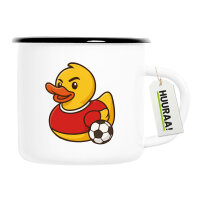 Emaille Tasse Quietscheente Fußballer Gummiente...