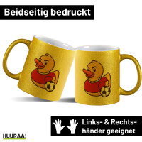 Glitzertasse Quietscheente Fußballer Gummiente...