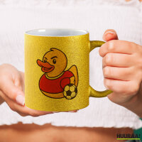 Glitzertasse Quietscheente Fußballer Gummiente Fussballspieler 330ml