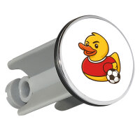Waschbeckenstöpsel Quietscheente Fußballer Gummiente Fussballspieler 4cm