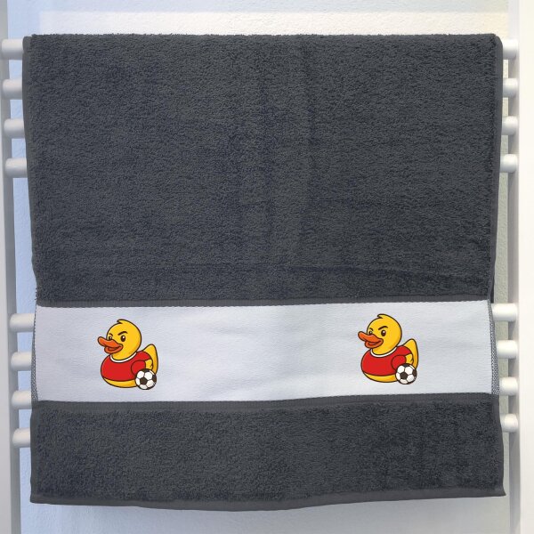 Handtuch Quietscheente Fußballer Gummiente Fussballspieler 50x100cm