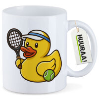 Kaffeetasse Quietscheente Tennis-Spieler Gummiente...