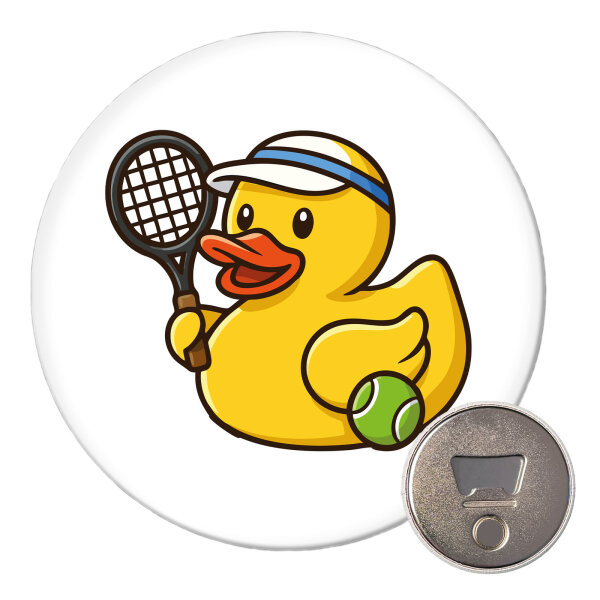 Magnet Quietscheente Tennis-Spieler Gummiente Tennissportler 59mm Kühlschrankmagnet Flaschenöffner