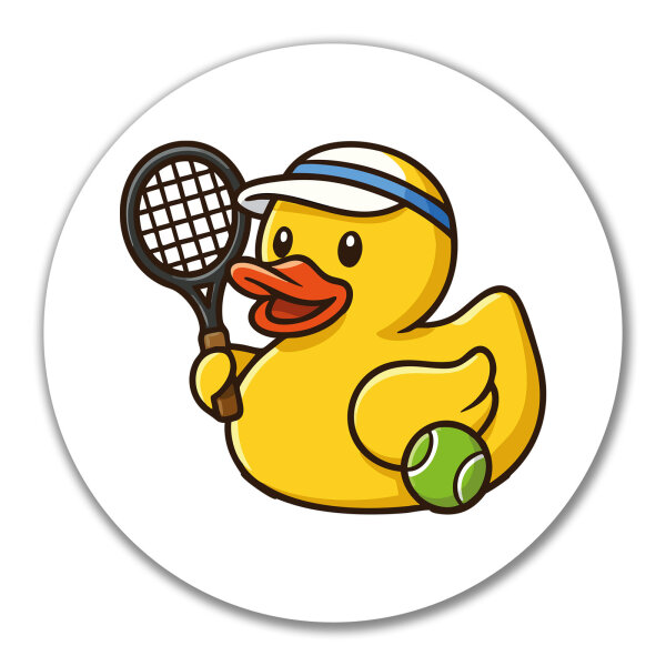 Aufkleber Quietscheente Tennis-Spieler Gummiente Tennissportler 10cm