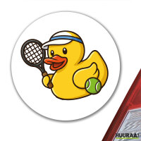 Aufkleber Quietscheente Tennis-Spieler Gummiente Tennissportler 10cm