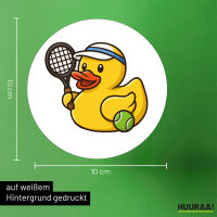 Aufkleber Quietscheente Tennis-Spieler Gummiente Tennissportler 10cm
