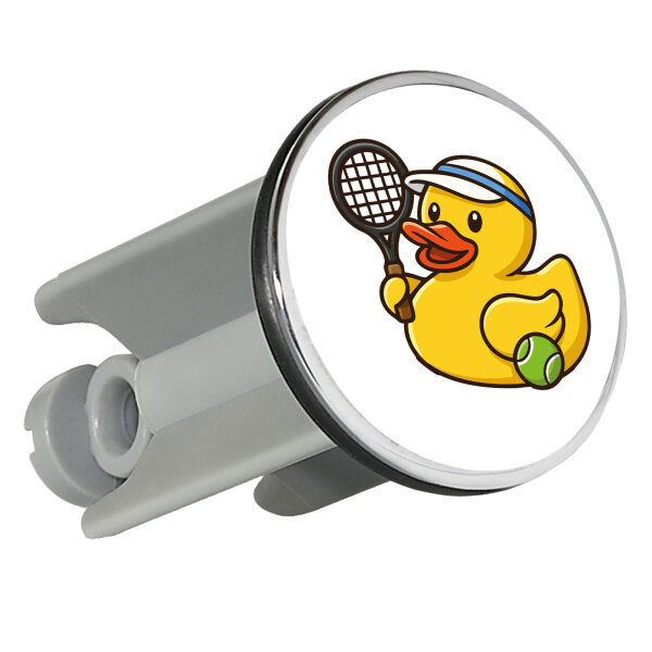 Waschbeckenstöpsel Quietscheente Tennis-Spieler Gummiente Tennissportler 4cm Abflussstopfen