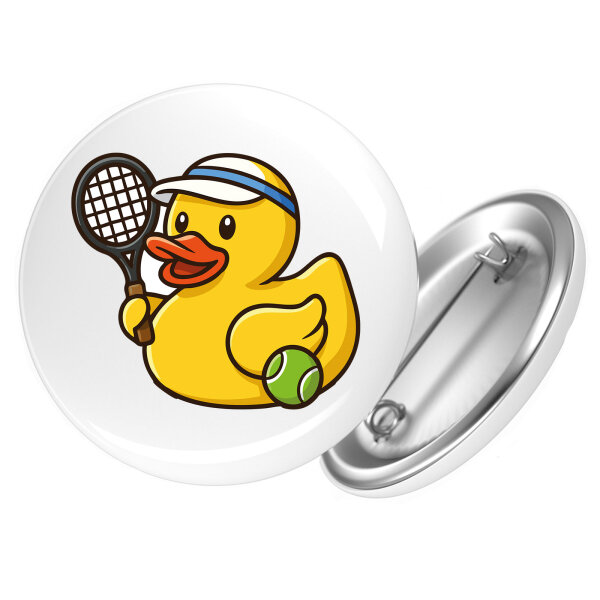 Button Quietscheente Tennis-Spieler Gummiente Tennissportler rund