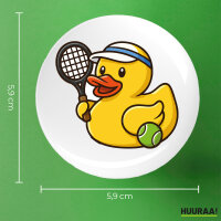 Button Quietscheente Tennis-Spieler Gummiente Tennissportler rund