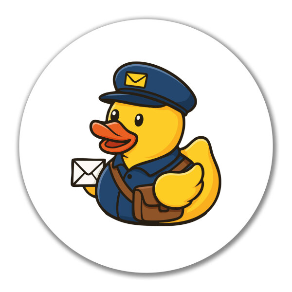 Aufkleber Quietscheente Postbote Gummiente Briefträger 10cm