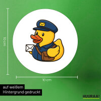 Aufkleber Quietscheente Postbote Gummiente Briefträger 10cm