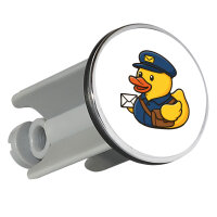 Waschbeckenstöpsel Quietscheente Postbote Gummiente Briefträger 4cm Abflussstopfen