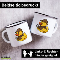 Emaille Tasse Quietscheente Detektiv Gummiente Ermittler...