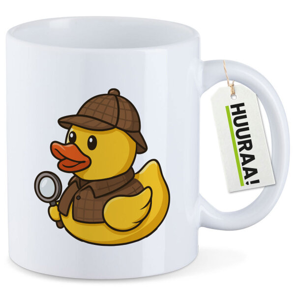 Kaffeetasse Quietscheente Detektiv Gummiente Ermittler 330ml