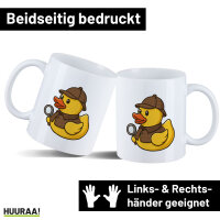 Kaffeetasse Quietscheente Detektiv Gummiente Ermittler 330ml