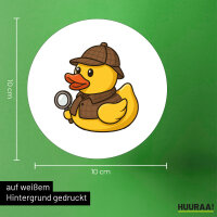 Aufkleber Quietscheente Detektiv Gummiente Ermittler 10cm rund
