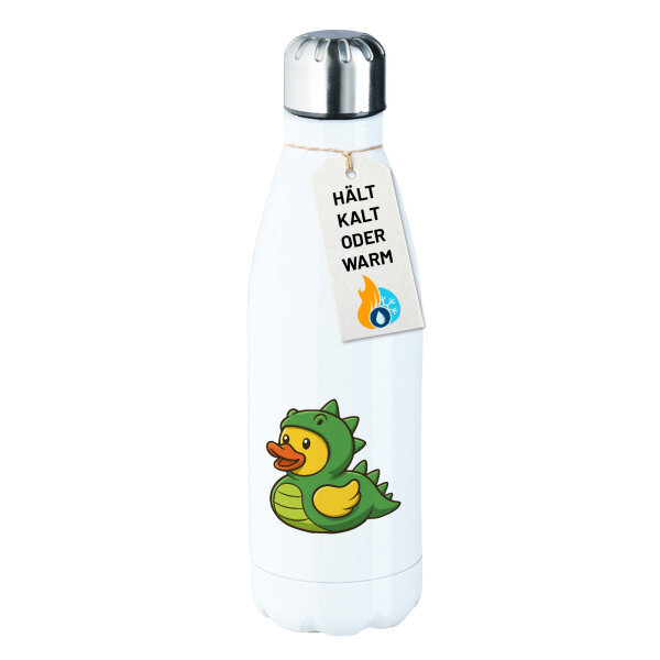 Edelstahl-Trinkflasche Quietscheente Dinosaurier Gummiente Gärtnerin 500ml Wasserflasche