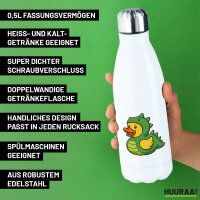 Edelstahl-Trinkflasche Quietscheente Dinosaurier Gummiente Gärtnerin 500ml Wasserflasche