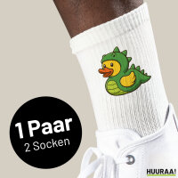 Unisex Socken Quietscheente Dinosaurier Gummiente Gärtnerin Größe 37/46 White Motiv Tennissocken