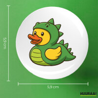 Button Quietscheente Dinosaurier Gummiente Gärtnerin