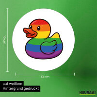 Aufkleber Quietscheente LGBTQ Pride Comic Gummiente 10cm