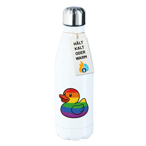 Edelstahl-Trinkflasche Quietscheente LGBTQ Pride Comic Gummiente 500ml Wasserflasche
