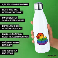Edelstahl-Trinkflasche Quietscheente LGBTQ Pride Comic Gummiente 500ml Wasserflasche