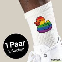 Unisex Socken Quietscheente LGBTQ Pride Comic Gummiente Größe 37/46 White Motiv Tennissocken