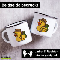 Emaille Tasse Quietscheente Wanderer Gummiente Hiking...