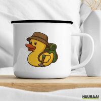 Emaille Tasse Quietscheente Wanderer Gummiente Hiking  300ml Vintage