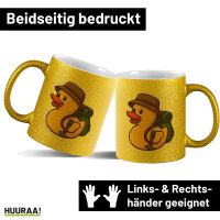 Glitzertasse Quietscheente Wanderer Gummiente Hiking  330ml
