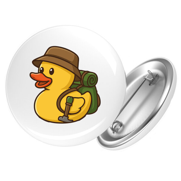 Button Quietscheente Wanderer Gummiente Hiking