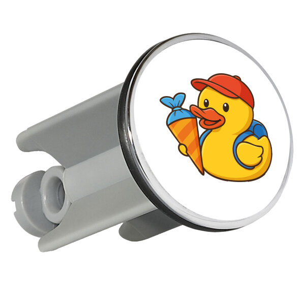Waschbeckenstöpsel Quietscheente Einschulung Gummiente Schulanfang 4cm Abflussstopfen