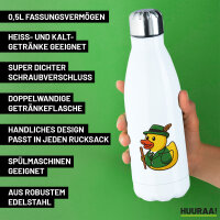 Trinkflasche Quietscheente Schützenbruder Gummiente Schützenfest 500ml Edelstahl Wasserflasche