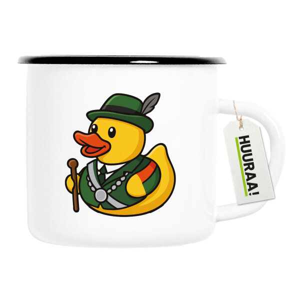 Emaille Tasse Quietscheente Schützenkönig Gummiente Schützenfest 300ml Vintage Emaille Becher