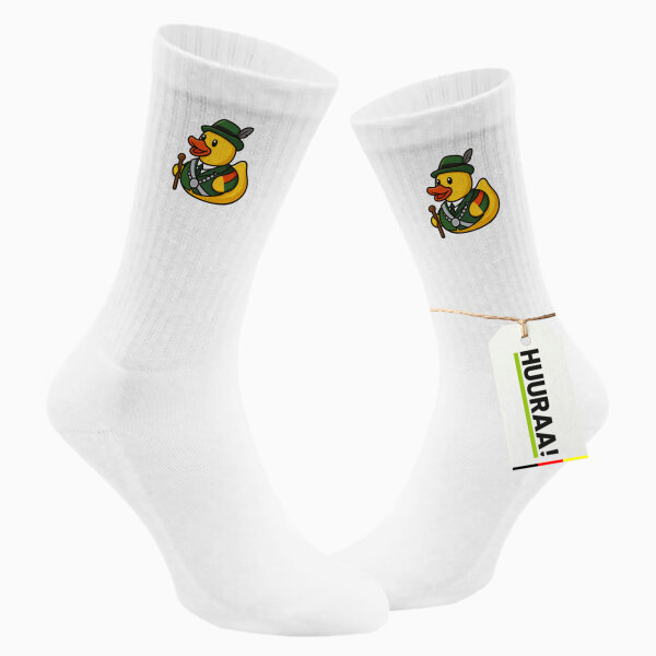 Unisex Socken Quietscheente Schützenkönig Gummiente Schützenfest Größe 37/46 White Motiv Tennissocken