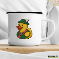 Emaille Tasse Quietscheente Schützenkönigin Gummiente Schützenfest 300ml Vintage Emaille Becher