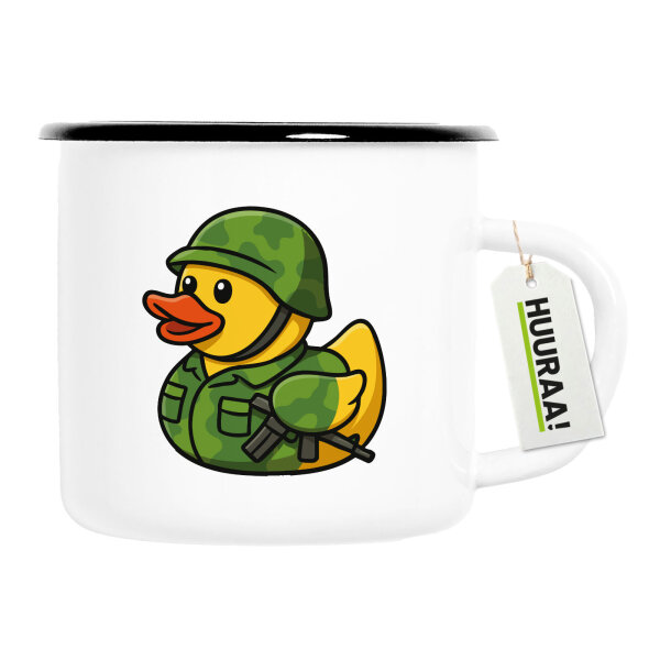 Emaille Tasse Quietscheente Soldat Gummiente Bundeswehr 300ml Vintage