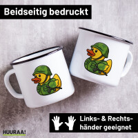 Emaille Tasse Quietscheente Soldat Gummiente Bundeswehr 300ml Vintage