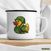 Emaille Tasse Quietscheente Soldat Gummiente Bundeswehr 300ml Vintage