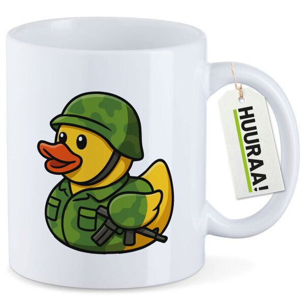 Kaffeetasse Quietscheente Soldat Gummiente Bundeswehr 330ml